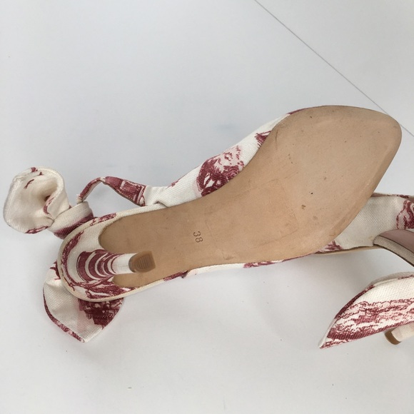 Carvan Red Off White Print Back Bow Heel 6 - Picture 5 of 6